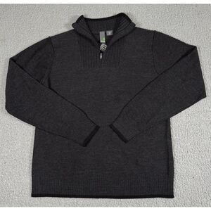 Stio Sweater Mens Medium Black Merino Wool 1/4 Zip  Knit Pullover Ribbed Neck